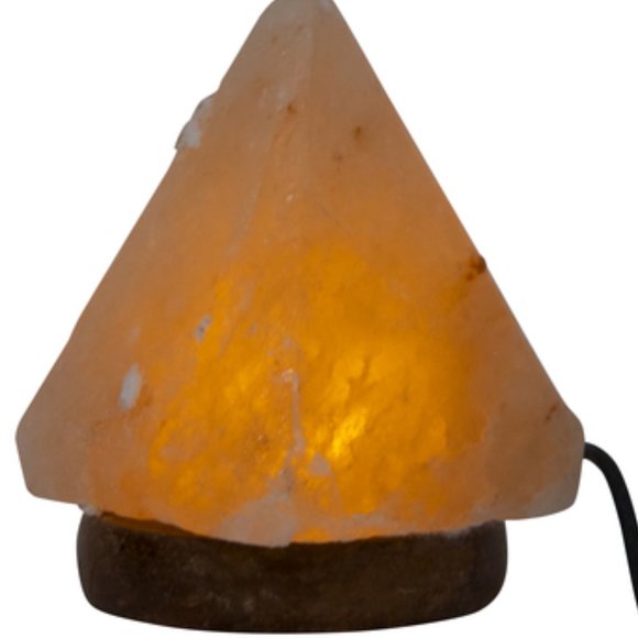 1 DAY SALE! Hand-Carved Pyramid Himalayan Rock Salt Lamp Warm White Glow Light - Picture 2 of 6